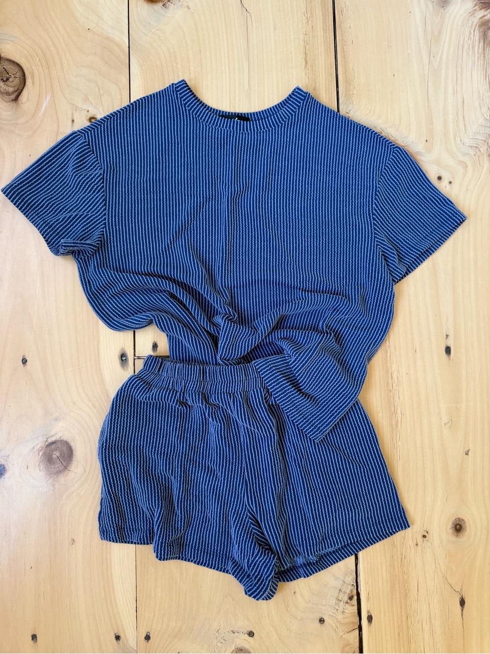 Women’s Blue Striped Knit Tee